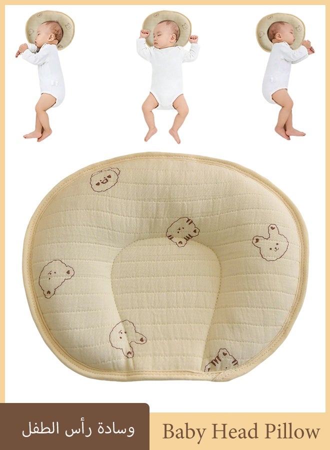 Baby Head Pillow, Baby's Head Shaping Pillow, Babies and Toddler Bedding, Baby Head protection Newborn Pillow, Cute Cartoon Bear Soft and Cozy, Breathable Bedding Set for Infants, Small Boys and Girls Prevent Flat Head - Image 1